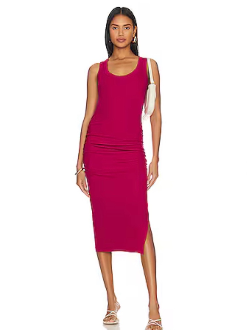 Michael Stars Ribbed Ulla Midi Dress in Dark Pink
